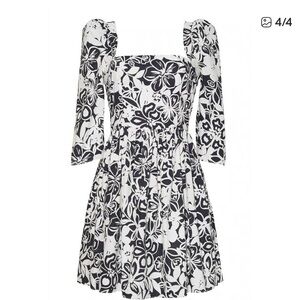 Floral Black and White Dress